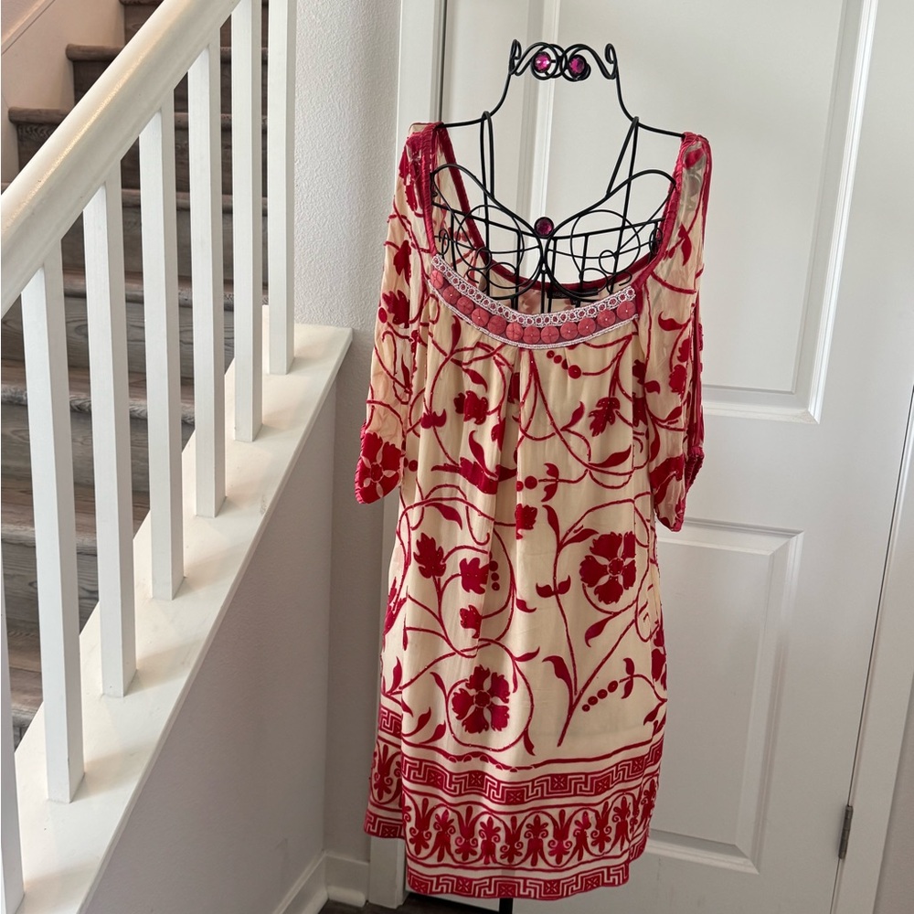 🗣️Hale Bob- 1920s style dress🌺.. Boho deep reed flower